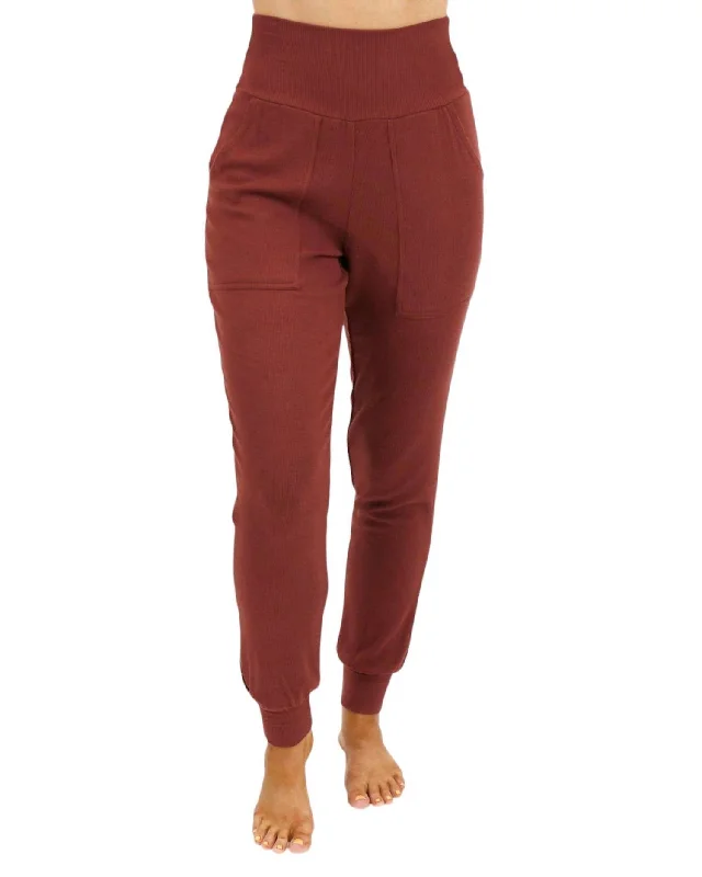 Women's SweatpantsEssential Ribbed Jogger Pants In Rust