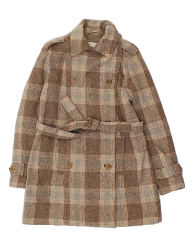 Women's Coats with ZipperTIMBERLAND Womens Trench Coat UK 14 Large Brown Check Wool