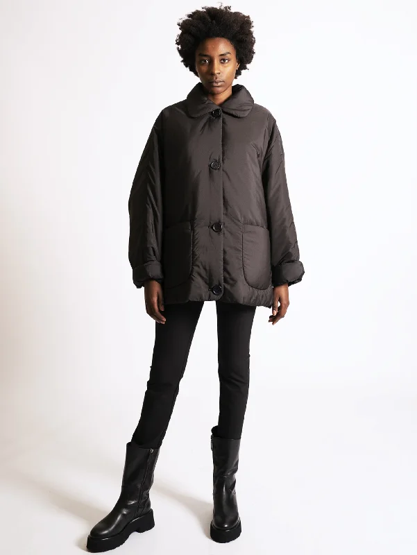 Women's Coats with Fur Trimmed BeltOvershirt Imbottita Nero