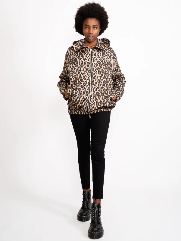 Women's Bomber CoatsGiacca Animalier con Cappuccio Marrone