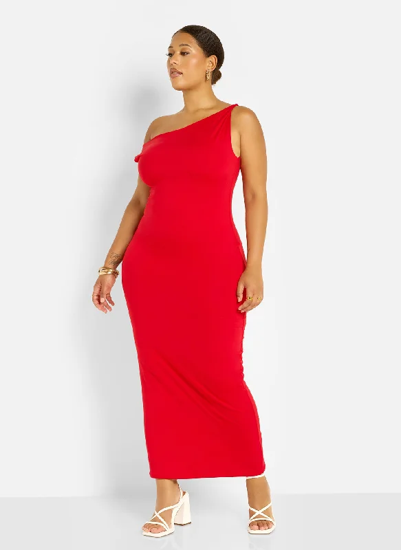 Women's Ruffled DressesStephanie Knotted Sleeve Bodycon Maxi Dress - Red