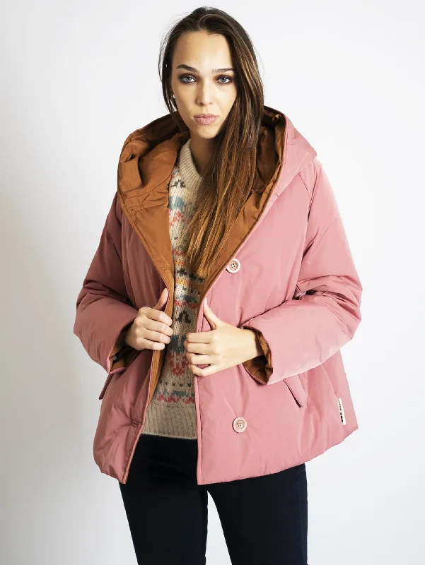 Women's Coats with CollarGiacca Reversibile in Memory Rosa/Coccio