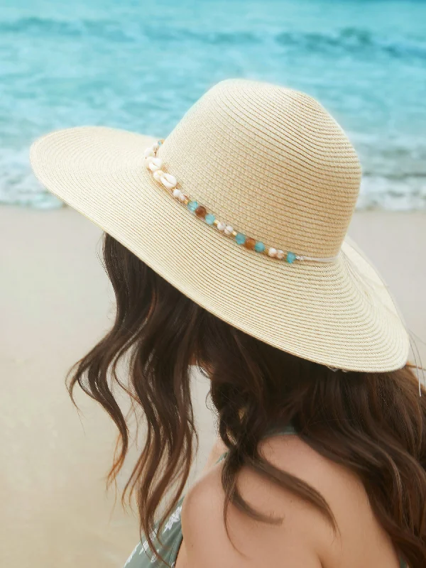 Women's Jumpsuits with Wide LegCurved Brim Seashell Vacation Hat