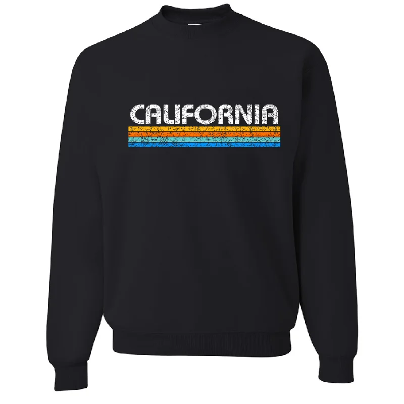 Women's Hooded Sweatshirts with High WaistCalifornia Vintage Stripe Crewneck Sweatshirt