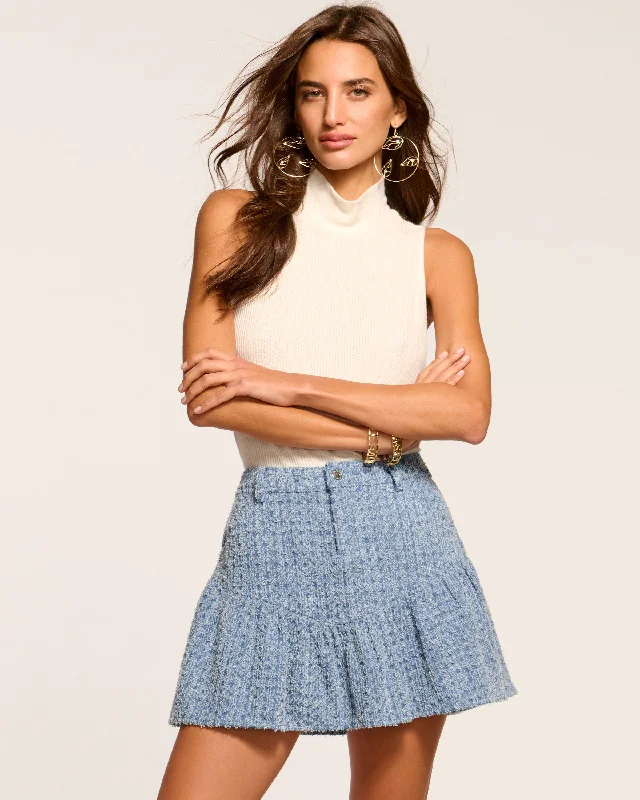 Women's Boat Collar DressesJeanne Textured Denim Mini Skirt