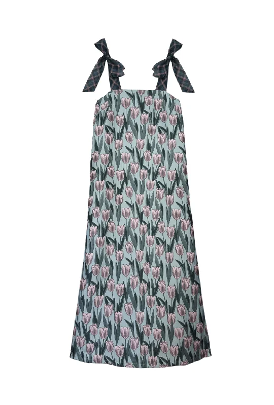 Women's U-Shaped-Neck DressesPillar Gown - Tulip Jacquard