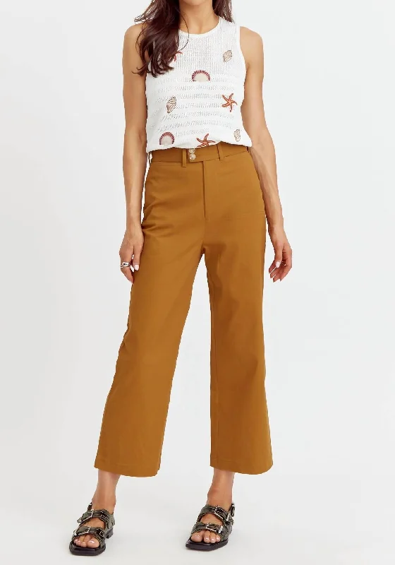 Women's Jodhpurs with Lapel CollarLuana High Rise Crop Straight Pant In Honey