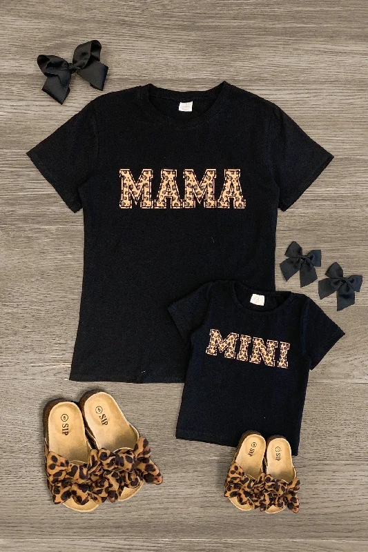 Women's Short-Sleeve DressesMom & Me - "Mama & Mini" Black Leopard Top