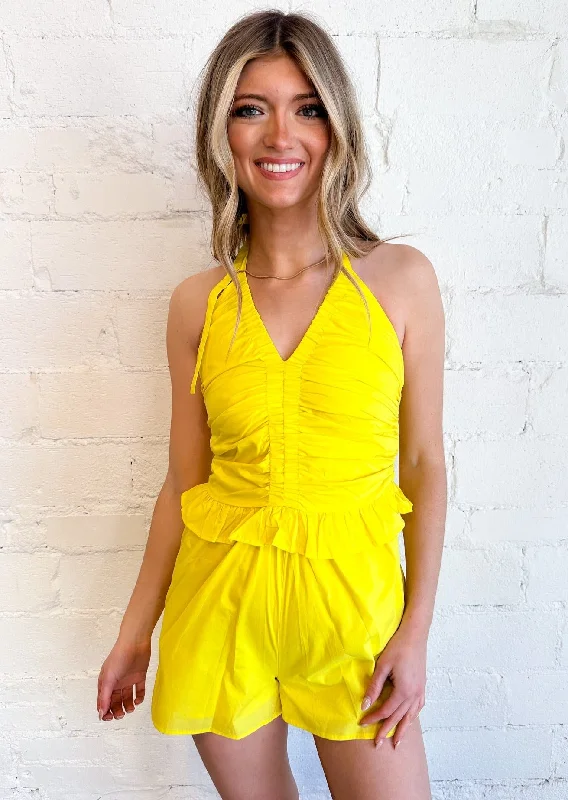 Women's Jumpsuits with Sweetheart CollarSlice of Lemon Romper