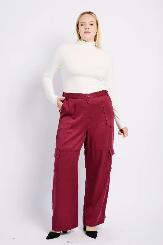 Women's Jodhpurs with Keyhole CollarThe Lyocell Tailored Utility Pant in Burgundy