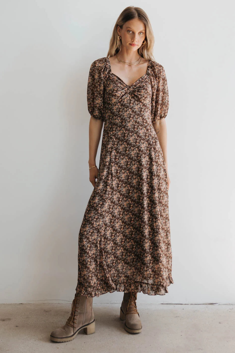 Women's Shawl Collar DressesJordana Floral Maxi Dress - FINAL SALE