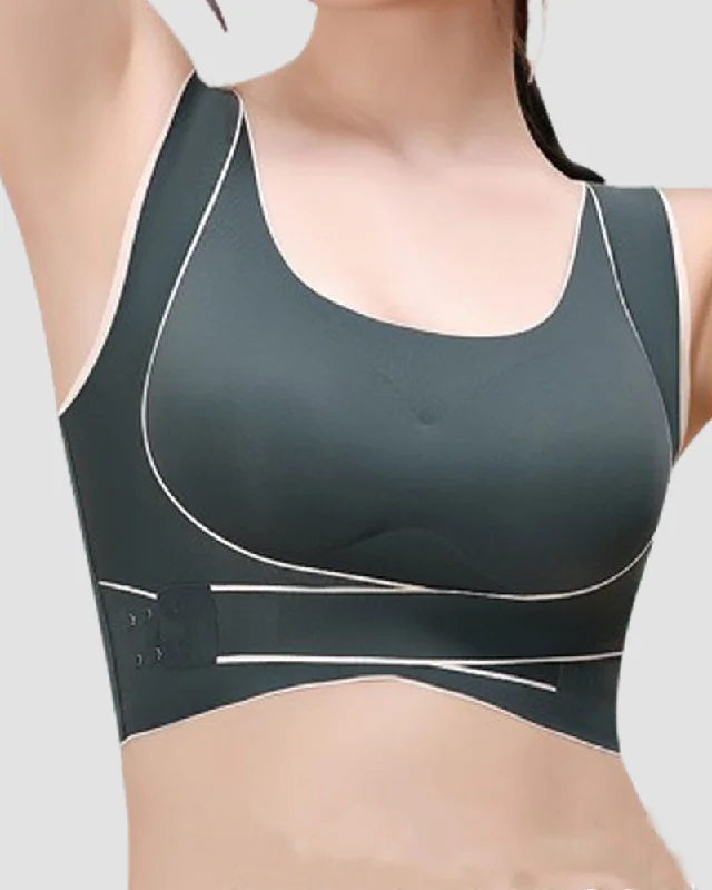 lightweight sports bras for hikingBügelloses Front Kreuz Seite Schnalle BH Buckel Korrektur Stoßfest Yoga Unterwäsche