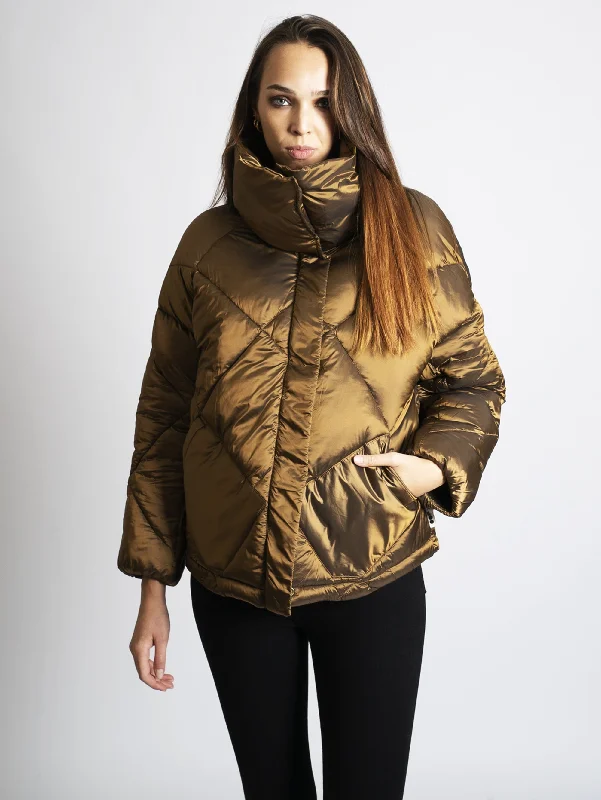 Women's Coats with Fur LiningGiubbotto Over Imbottito Caramello