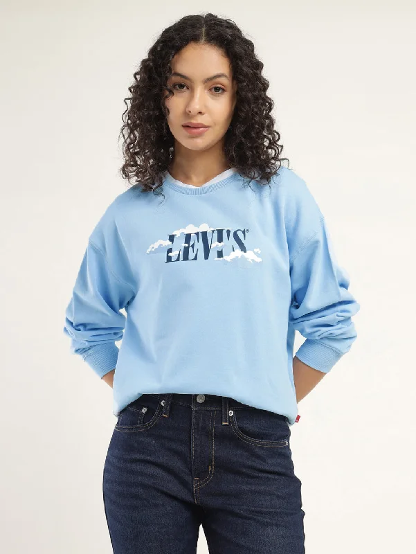 Women's Hooded Sweatshirts with Fleece LiningWomen's Solid Blue Crew Neck Sweatshirt