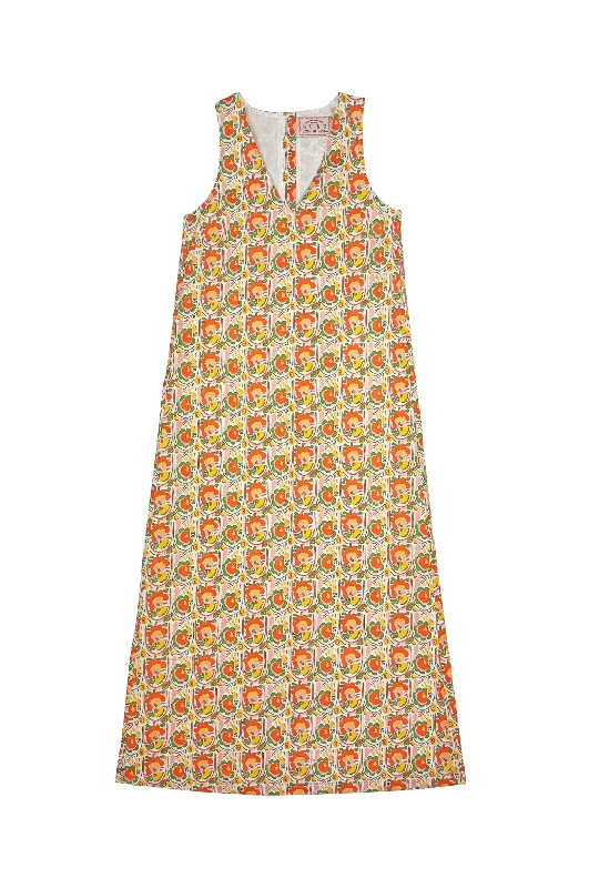 Women's Boat-Neck DressesLe V Gown - Tangerine Floral