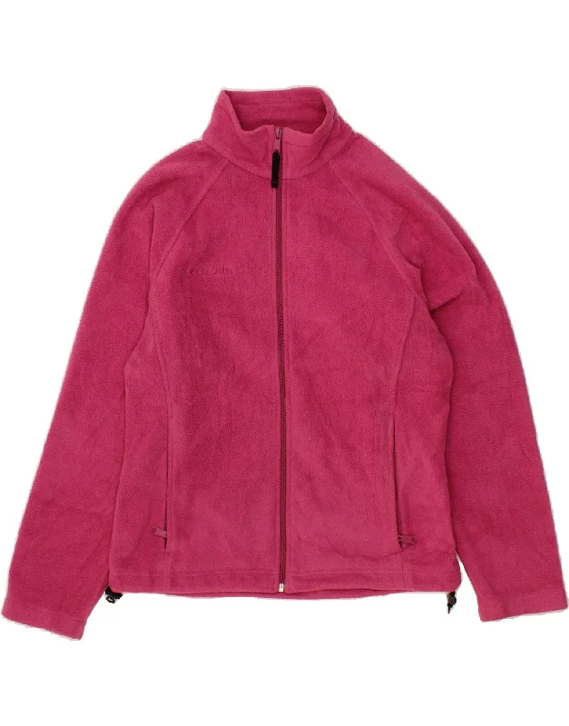 Women's Coats with ButtonsCOLUMBIA Womens Fleece Jacket UK 14 Medium Pink Polyester