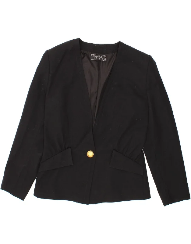 Women's Blazer CoatsGIORGIO GRATI Womens 1 Button Blazer Jacket IT 42 Medium Black Wool