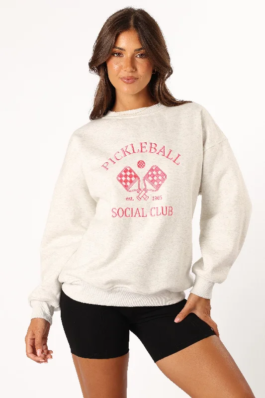 Women's Hooded Sweatshirts with Welt PocketsColette Pickleball Sweatshirt - Heather Grey