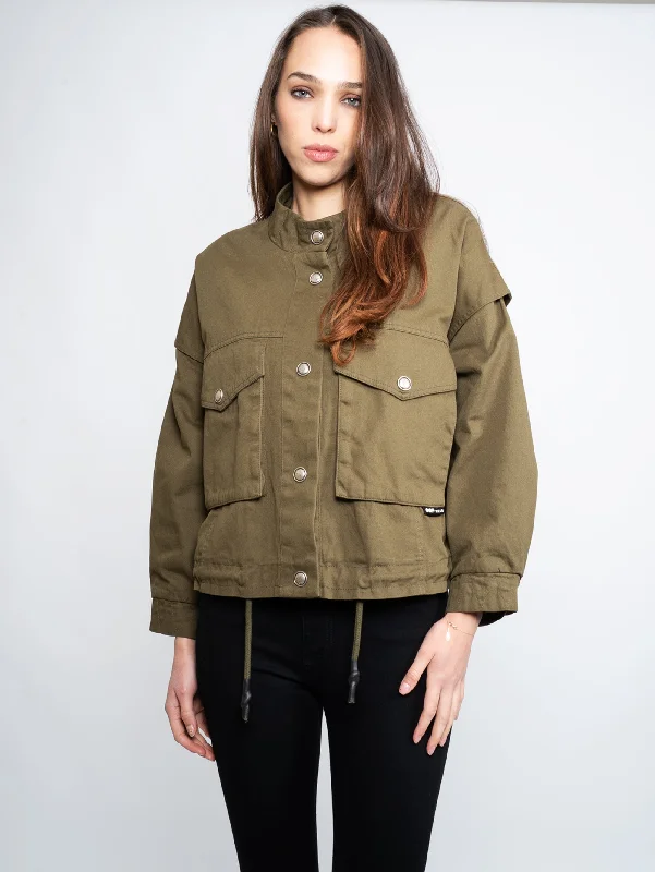 Women's Leather CoatsGiubbino in Drill di Cotone Verde