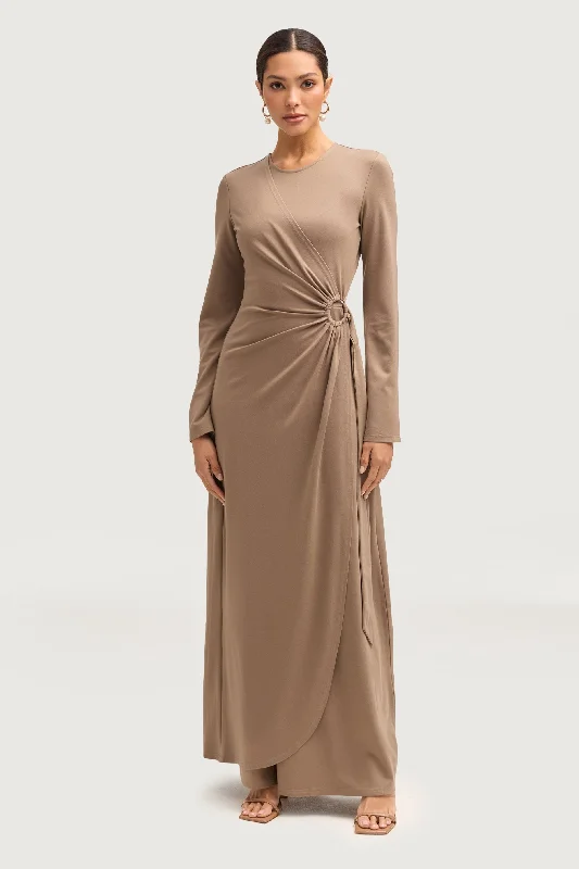 Women's Sweetheart-Neck DressesReema Wrap Maxi Dress - Taupe