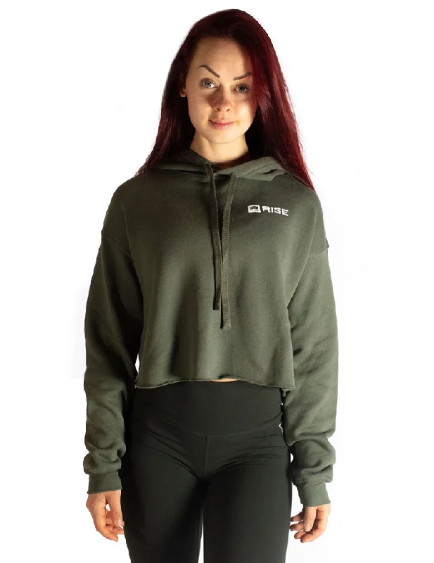 Women's Hooded Sweatshirts with Modal LiningCROPPED HOODIE - GREEN