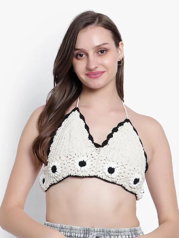 lightweight silk nightgownsVelvi Figure Off-White Crochet Bra