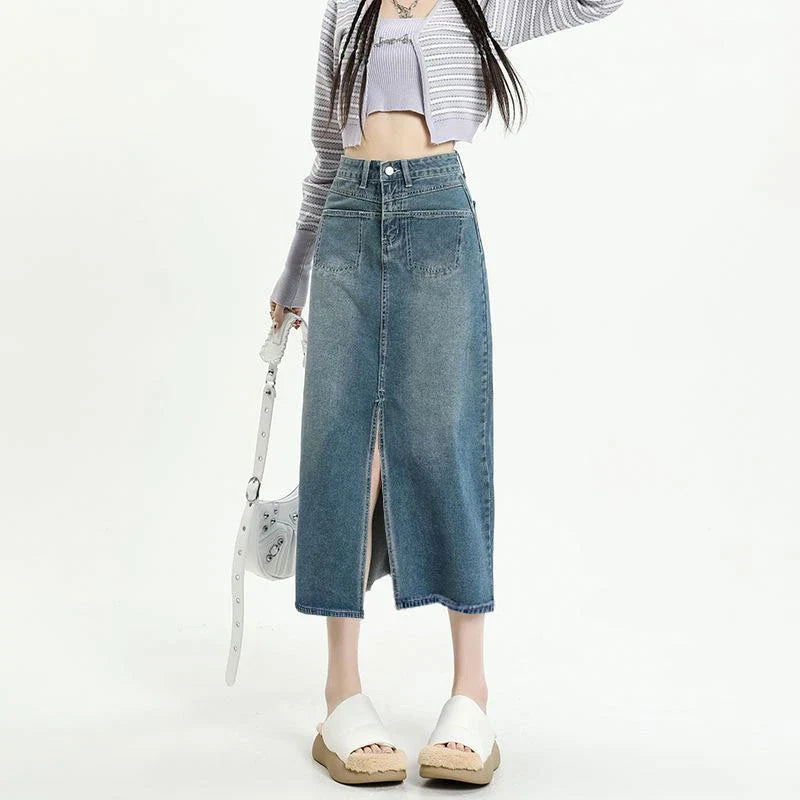 Women's Modern Skirts2024 New High Waisted Small Package Hip Half-Body Skirt Jeans