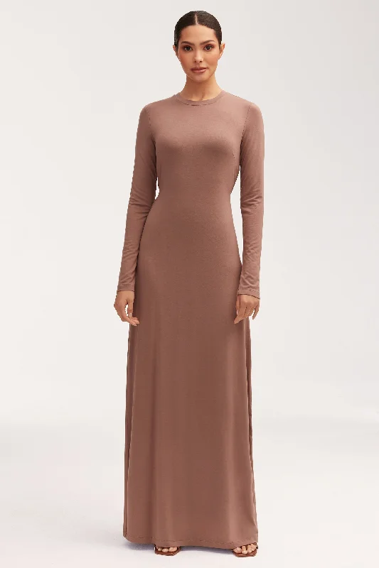 Women's Lapel Collar DressesEssential Bamboo Jersey Maxi Dress - Deep Taupe