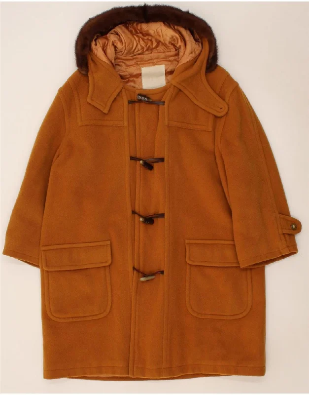 Women's Coats with Fur TrimVINTAGE Womens Hooded Duffle Coat UK 14 Medium Brown