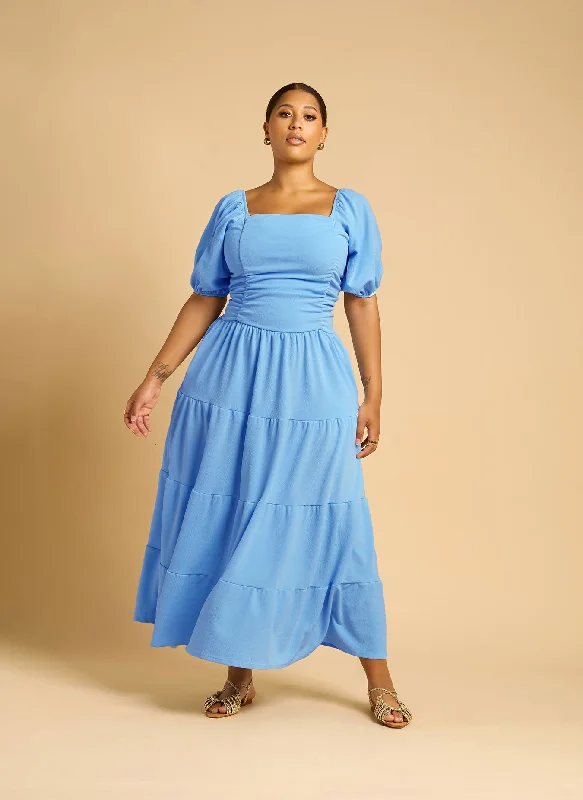 Women's Pleated DressesLana Ruched Skater Maxi Dress - Blue