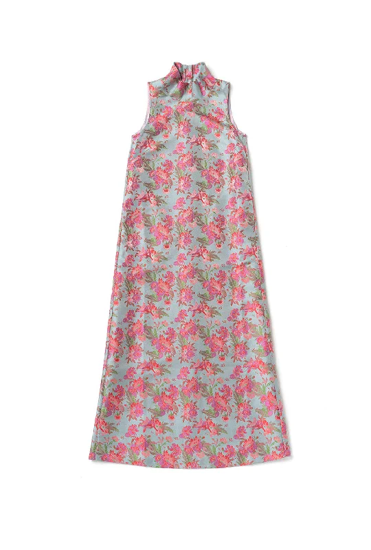 Women's Wide Collar DressesMaxi Mod Dress - Rosy Brocade