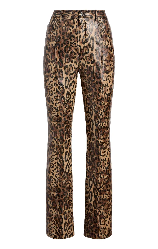 Women's Jodhpurs with Low CollarLeopard Vegan Leather Miller Pant