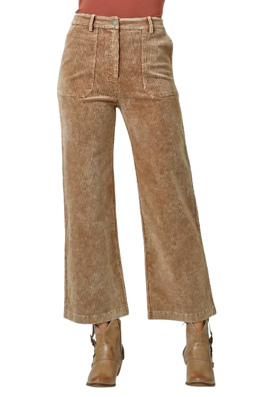 Women's Tapered PantsWashed Corduroy Trousers In Sand