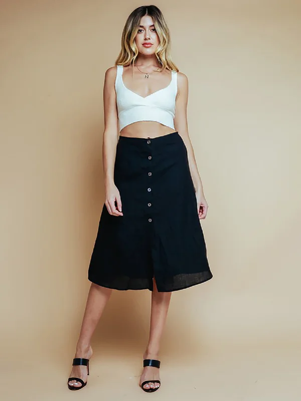 Women's Ribbed SkirtsOlivaceous Button Midi Skirt