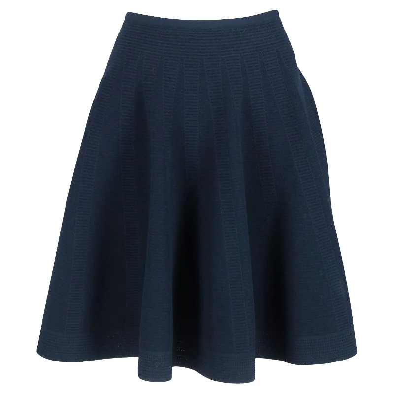 Women's Compression SkirtsAlaïa Flared A-Line Skirt in Navy Blue Wool