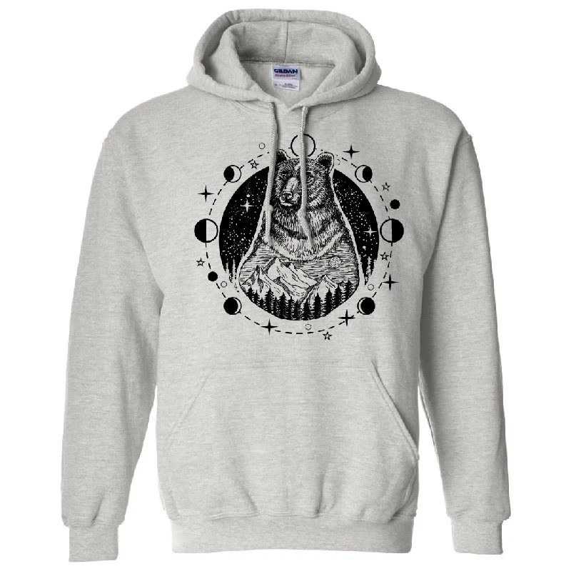 Women's Hooded Sweatshirts with Geometric LiningPsychic Moon Forest Grizzly Sweatshirt Hoodie