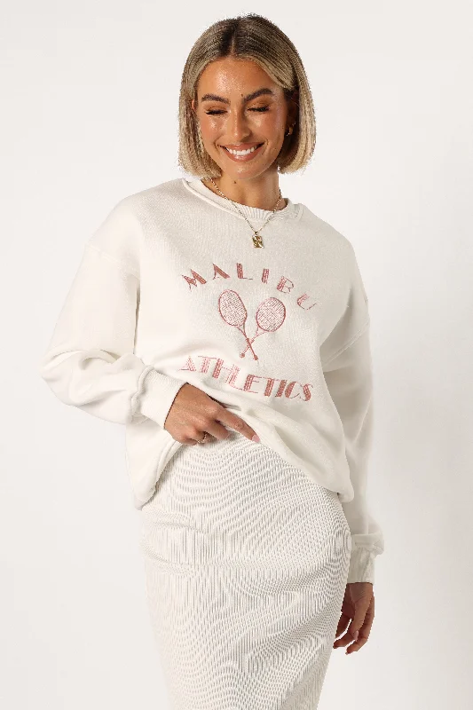 Women's Hooded Sweatshirts with Elastic WaistCielo Malibu Athletics Sweatshirt - White