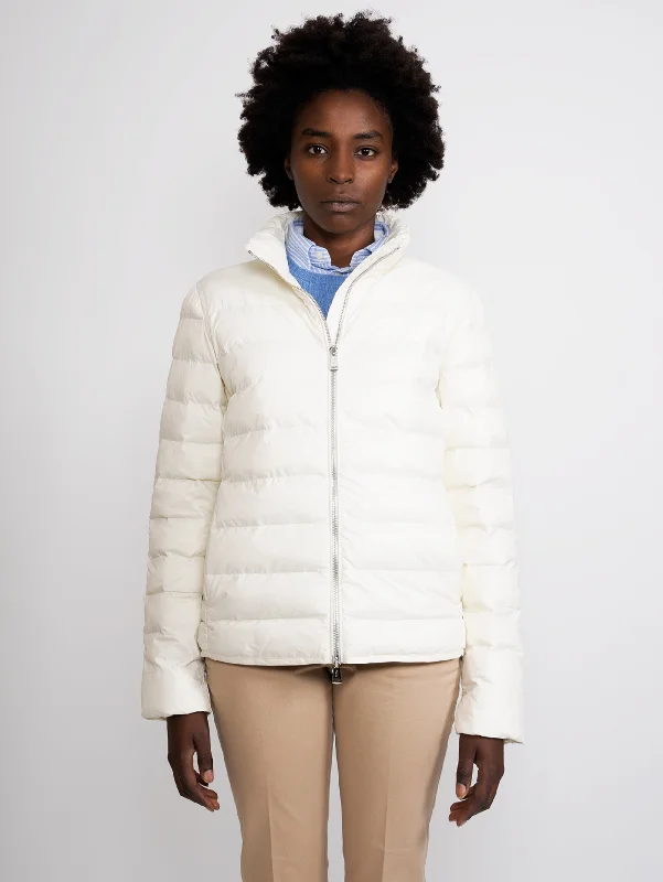 Women's Coats with HoodPiumino Corto Trapuntato con Collo Dritto Bianco