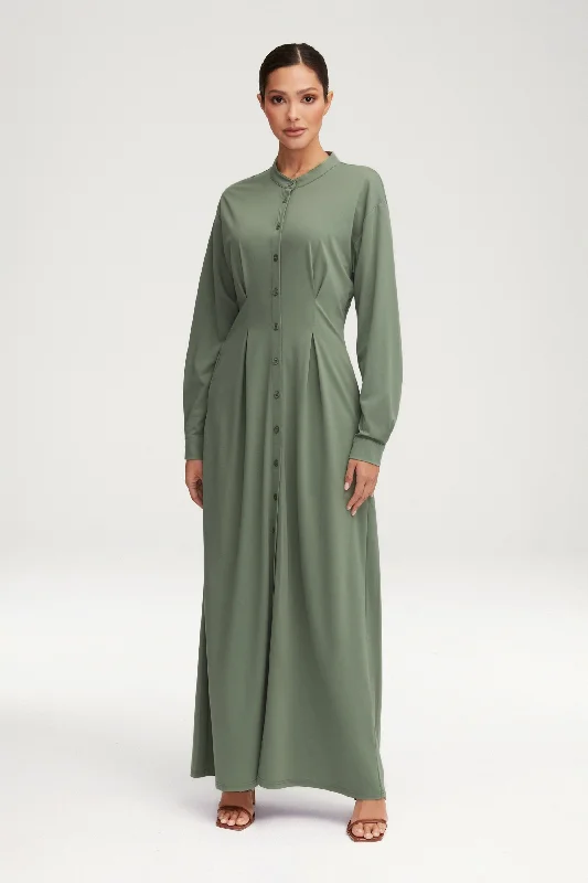 Women's Shirt Collar DressesIvy Jersey Button Down Maxi Dress - Sage