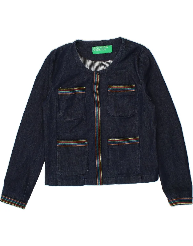 Women's Duffle CoatsBENETTON Womens Denim Jacket UK 14 Large Navy Blue Cotton