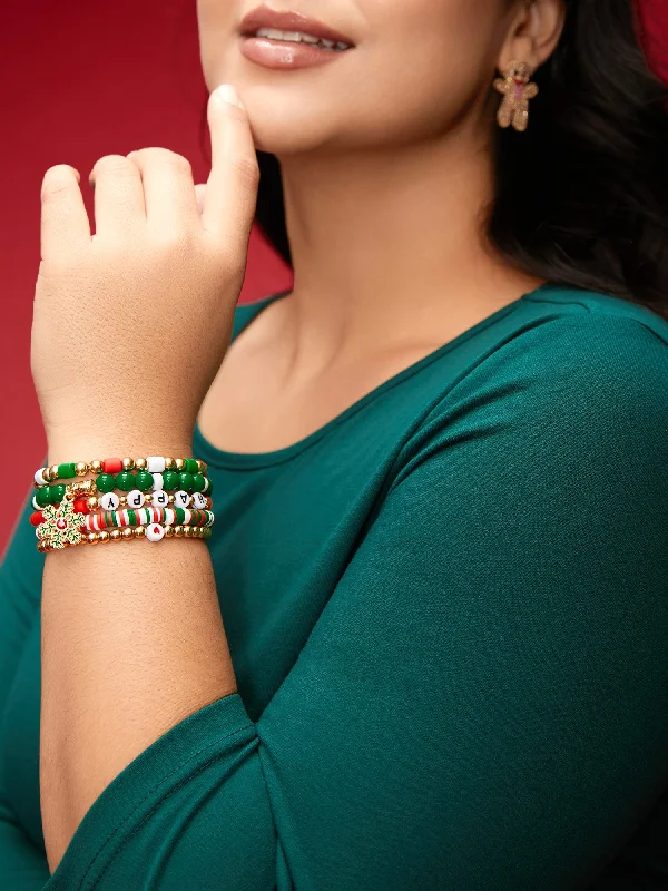 Women's Jumpsuits with Square CollarRed-Green Adjustable Snowflake Bracelet