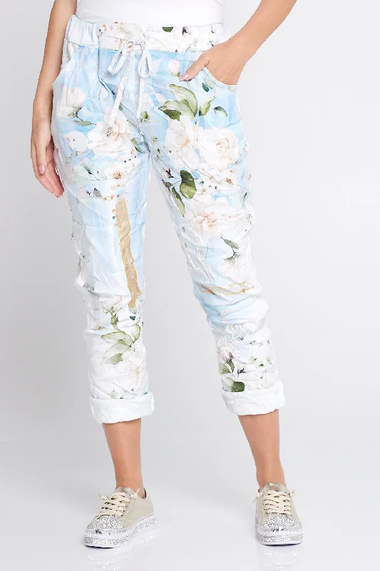 Women's Jodhpurs with Mandarin CollarAlina Pants - Blossom Sky