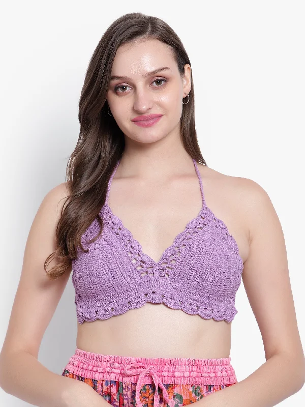 seamless modal fiber pantiesVelvi Figure Purple Crochet Bra