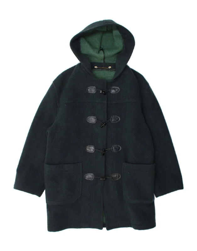 Women's Coats with Fur Trimmed PocketsDIVISION VOGUE Womens Hooded Duffle Coat UK 16 Large Green