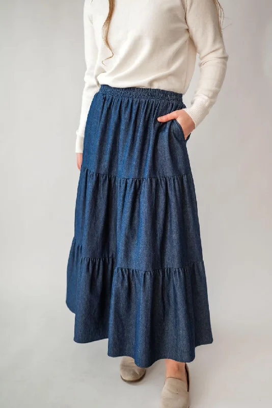 Women's Mini SkirtsCeleste Tiered Skirt in Dark Wash