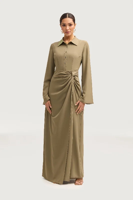 Women's Pleated DressesTamara Wrap Maxi Dress - Za'atar