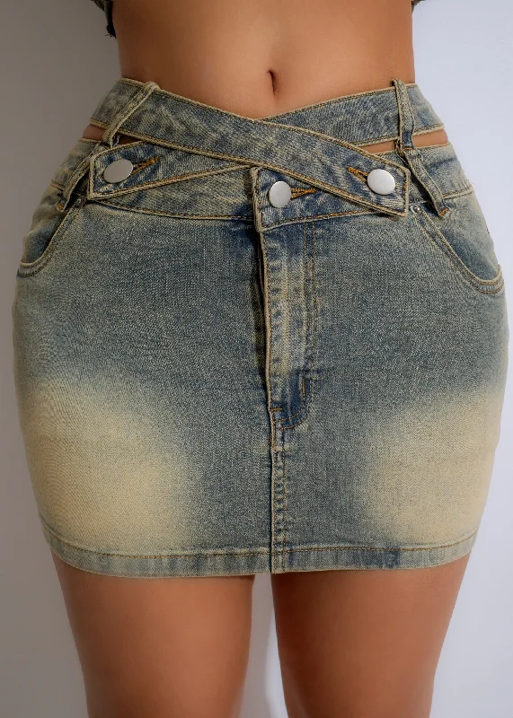 Women's Keyhole-Neck DressesBaby Girl Cut Out Mini Skirt Denim