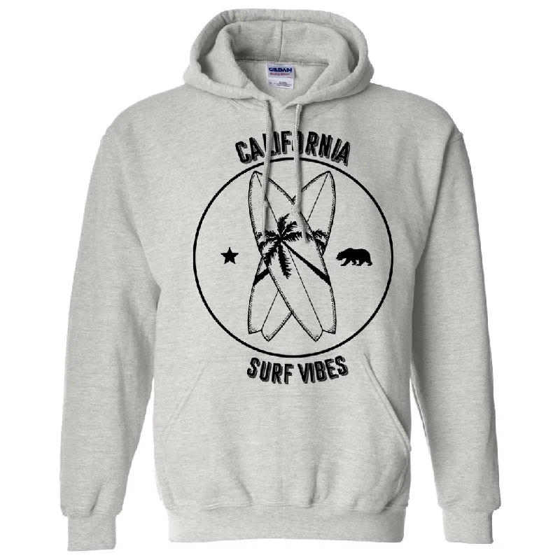 Women's Hooded Sweatshirts with ThumbholesSurf Vibes Black Print Sweatshirt Hoodie