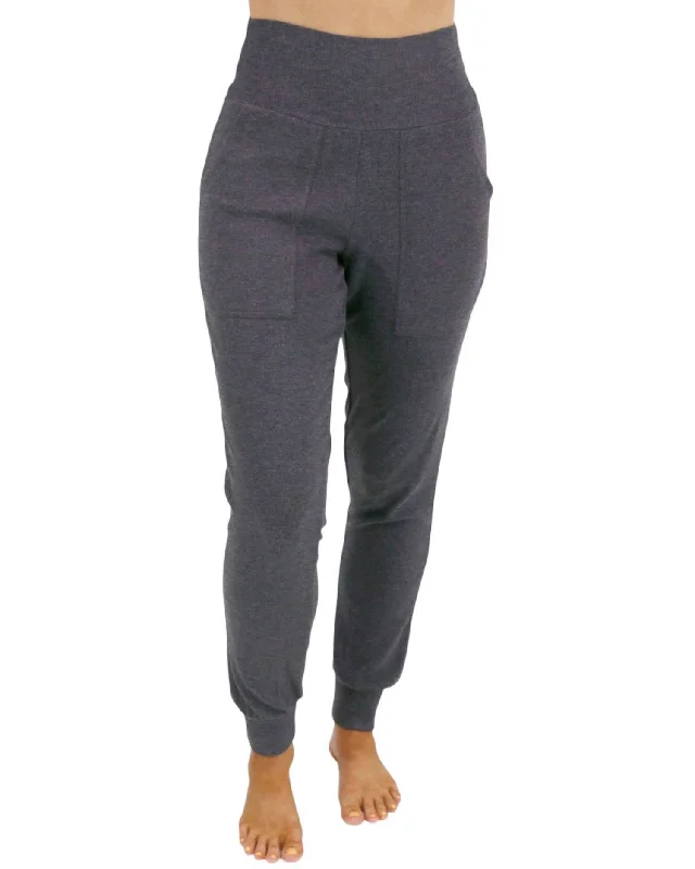 Women's Jodhpurs with Wide LegEssential Ribbed Jogger Pants In Charcoal