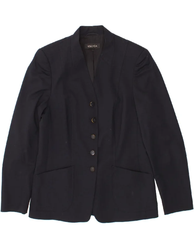 Women's Parka CoatsESCADA Womens 5 Button Blazer Jacket IT 42 Medium Navy Blue New Wool